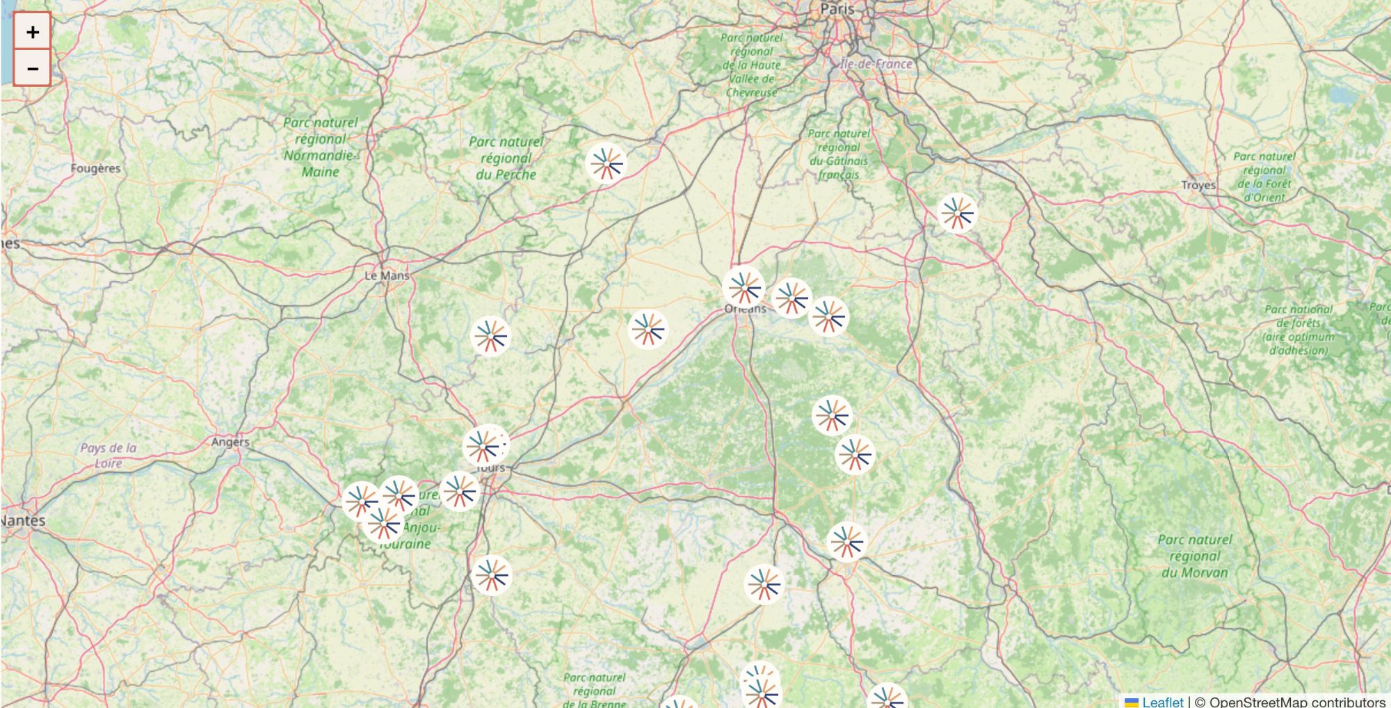 Carte des lieux littéraires du réseau de la Fédération